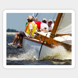 Barnegat Bay A-Cat, Mary Ann, charging at you! Sticker